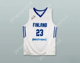 Niestandardowe Nay Men Youth/Kids Lauri Markkanen 23 Finlandia Narodowa drużyna Biała koszulka koszykówki TOP STITCHED S-6XL