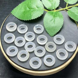 Dekorative Figuren 5pcs natürlicher weißer Achat Anhänger Schnitzer Reiki Heilung Kristall Edelstein DIY -Schmuckzubehör 15mm