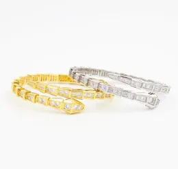 Klassisches 925 Sterling Silber Tennis Diamond Bone Bracelet Ladies Fashion Luxus Marke Bangles1275827