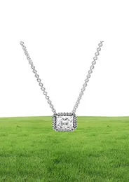 100 925 Sterling Silver Silver Square Sparkle Necklace Fashion Wedding Engagement Gioielli Accessori 9799665