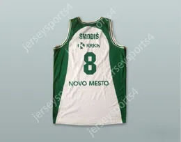 Пользовательский nay mens Youth/Kids Matjaz Smodis 8 Kk Krka novo Mesto Slovenia Белый баскетбольный майк сшита S-6xl