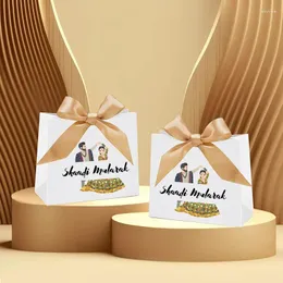 Embrulho de presente 5pcs shaadi mubarak caixas de doces nikkah noivado islâmico muçulmano feliz decoração de casamento hóspedes bem -vindo, obrigado