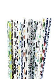 9 Inches Reusable Plastic Printed Straws Lemon Cactus Leopard Daisy Camouflage American Flag Zebra Pattern for Mason Jar Tumbler F2391574