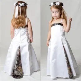 جميلة Realtree Camo Flower Girl Dresses for Wedding Party Forest Girl Girl Wear Thin Strap Custom Made Kids Pageants 2458