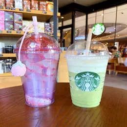 新しいS桜の出芽ピンクストローコーヒーカップチェリーブロッサムプラスチックコールドウォーターカップ付属のカップ花ダストプラグ5075734