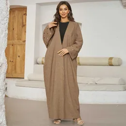 Etniska kläder Kärlekshjärta broderier Muslimska Abaya för kvinnor Eid klänning Marocko Ramadan Open Abayas Kaftan Islam Cardigan Dubai Arab Long Robe T240510
