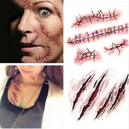 Party -Dekoration Halloween Body Make -up Tattoo Aufkleber Zombie -Narben Tattoos mit falschen Narbenblut -Requisiten