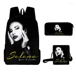 Backpack Selena Quintanilla 3PCS/Set 3D Print School Bookbag Bookbag Travel Laptop DayPack Stume Pencil Case