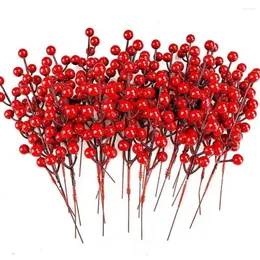 装飾的な花10/30pcsシミュレーションベリーフォーム再利用可能リアルな明るい色人工赤いクリスマスオーナメントdiyガーランド用品