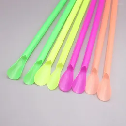 Disposable Cups Straws 400 Pcs Slushie Spoon Design One Time Drop Sucking Beverage Drinking Pool Party