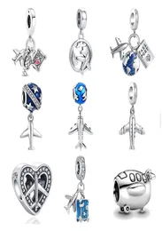 925 Gümüş Fit P Charm 925 Bilezik Uçak Pasaportu Seyahat Muska Dangle Hediye Aşk Takımları Set Kolye Diy İnce Boncuklar Jewelry8538035