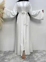 ملابس عرقية صلبة مفتوحة Kaftan Dubai Abaya Turkey Kimono Cardigan Robe Asslim Hijab Dress Ramadan Abayas for Women Caftan Islamic Clothing T240510