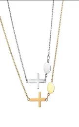Weibliche Kreuz Anhänger Halskette Edelstahl Statement Chokers Halsketten für Frauen religiöser Schmuck Neckstaatsgeburtstag Geschenke17104618