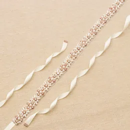 Wedding Sashes Bridal Belt 2019 Rose Gold Rhinestone Pearls Accessories Belt 100% hand-made 8 Colors White Ivory Blush Bridal Sashes 301I