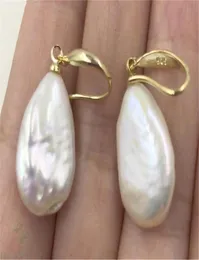 1418 mm ENORME orecchini perle barocchi bianchi Bianco 18K gancio dorato naturale aaa aurora enorme 2110138424994