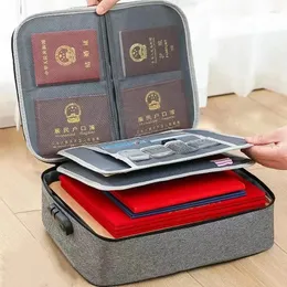 Pasta com pasta com bloqueio de senha Braça multifuncional Office Document Storage Bag Business Trip Card Passport Organizer Viagem Acessório