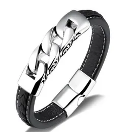 Stainless Steel Bracelets Bangles 215mm Men Leather Bracelets Men Jewelry New Gift for MenBA1020632541447