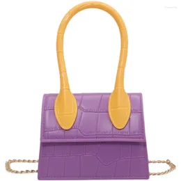 Shoulder Bags PUOU Color Contrast Crocodile Pattern Chain Messenger Mini Small Square Bag Quality PU Leather Women's Handbag