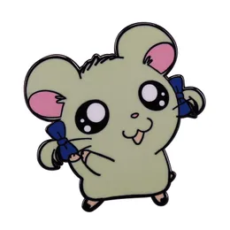 Anime Trabing Hamtaro Hamster Emaille Brosche süßer Hamster Bijou Revers Pins für Kinder Abzeichen Schmuckzubehör Geschenk