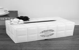 Luxurys de alta qualidade Diamante embutido de couro caixa de papel de seda caixa de sucção europeia estilo criativo guardanapo de guardana