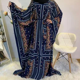 Ubranie etniczne rękaw nietoperza wielka wielkość długa sukienka muzułmanin Dubai abaya kwiatowy druk elegancja islam sukienki dla kobiet vestido longo feminino