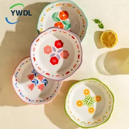 Bowls 4pcs Flower Shaped Ceramic Salad Bowl Air Fryer Set Kitchen Dessert Snack Plate Household Baked Rice And Fruit 6inch