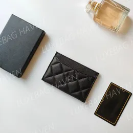 Quilted Card Holder Wallet Black Caviar Card Holders Designer Läder Luxury Plånbok Kvinnor Coin Purse Lambskin Gold Hardware Grained Calfskin - J Exclusive Link