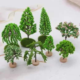 الزهور الزخرفية 8 PCS Micro Landscape Tree Desk Decoration Miniture Sand Table DIY Accessories Work Accessories Trees