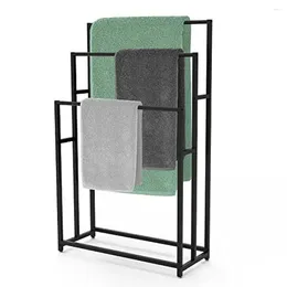 Storage Boxes 3 Tier Free Standing Towel Rack Alloy Steel Matte Black Waterproof Rust-Resistant Anti-Slip Feet Stable Structure Large
