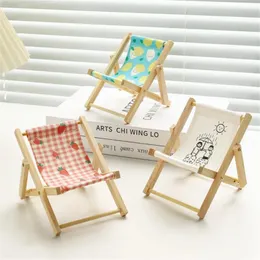Dekoracyjne figurki 10 cm mini składane krzesło plażowe kreatywne biurko stojak na płótnie mikrolandscape ornament uchwyt telefonu komórkowego