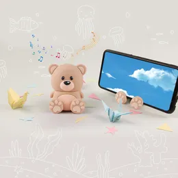 Anneler Günü Dışarıda Seyahat Bebek Ses Telefon Tutucu Karikatür Sevimli Çocuklar Küçük Ayı Konuşmacılar Bluetooth