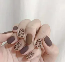 24 pcsset leopardo stampa falsa unghie artificiali Coperchio completo per decorazione design a spillo su unghie estensione falsa estensione TIP7882077