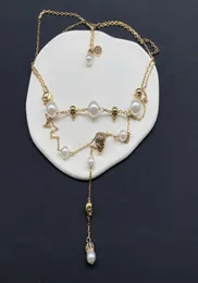 New designed Dangle pearl tassel ladies earrings asymmetric Skull Skeleton Micro inlays diamonds women double layer Beetle necklac3142212