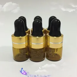Storage Bottles 100 Pcs 1ml Amber Small Glass Dropper For Essential Oil Perfume Sampling Bottle Deodorant
