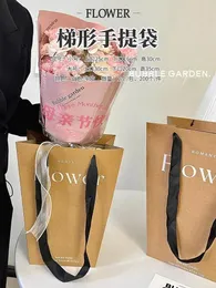 Wrap regalo 2 pezzi di vallentine pacchetti fiorite borsette trapezoidali bouquet boursetto da carrello da trasporto di carta kraft
