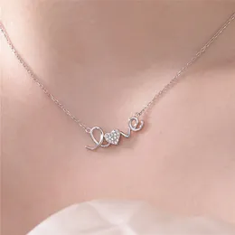 luxury heart love necklace designer for woman party 925 sterling silver pendant 18k gold letters diamond necklaces jewelry womens friend valentines day gift box