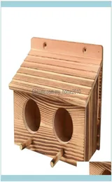 Pet Supplies Gardenwooden Nesting Cage Bird House Hut Breeding Box Feeding Nest Birdhouse Home Outdoor Solid Wood Birds Shelter 2892694