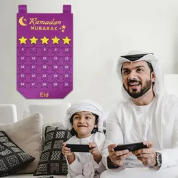 Party bevorzugt Ramadan -Kalender für Kinder Eid Mubarak Countdown Feiert Advent mit 30 wiederverwendbaren Sterntagen Wand