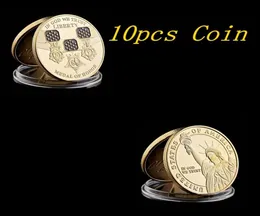 10pcs Craft Unites States Of America In God We Trust 24k Gold Plated Medal Honor Liberty Symbol Challenge Coins9989165