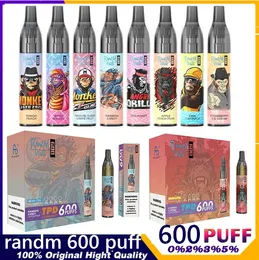 Fumot Randm Vase 600 Puffs Vape Disparable E Tigablette 2 mlメッシュコイル20フレーバーRGB光で利用可能