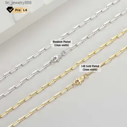 Rinnntin SC39 14K plattierte Papierklinke Verknüpfungsketten Schmuck klobig 925 Sterling Silber Gold Kette Halskette für Frauen Männer Mädchen