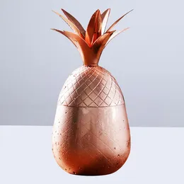 Cups Saucers 1PC Creative Pineapple Shape rostfritt stål Beer Cup Unbreakable Drinking For Bar Club Home El (Rose Gold)