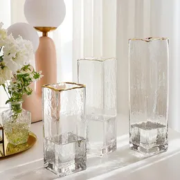 Vasen hydroponische nordische Glas Vase Ästhetik Gold Luxus Ikebana Modernes kleines Design transparenter Pflanze Vasi Wohnkultur WK50va