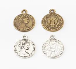 50st 2016mm Vintage Silver Color Bronze Half Dollar Coin Charms Metalhängen för halsband örhänge DIY -smycken Making2049841