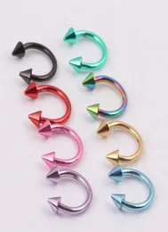 Pin del naso N04 100pcslot Mix 8 colori 16g Circolari a cono Ferro anelli per sopracciglia per piercing per piercing 4901092