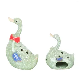 Candele Holder 1Pair Duck Modeling Adornment Creative Desktop Candlestick Chic Ceramic Artware