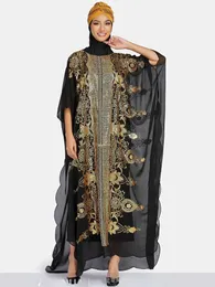 Этническая одежда Abayas для женщин Dubai Luxury Chefon Sequin Secield Spring Muslim Fashion Dress Caftan Caftan Marocain Свадебные вечеринки Djellaba T240510