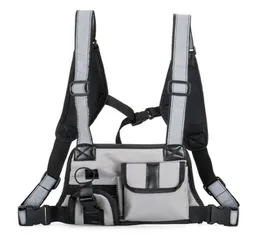 NewChest Harness Holster Walkie Pouch Bag Sports Outdoor Reflective Strip調整可能なOxford Cloth Packe7302811