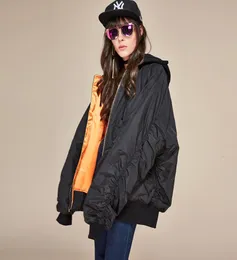 Fashion 2019 New Winter Fashion Street Women039s Hooded Bomber Jacket Coat Oversize Xlong Sleeves Cotton Padded Warm OutwearM5226877