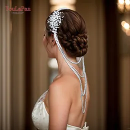 Clipes de cabelo youlapan cocar pérola de noiva feita Tamels longos completos acessórios de faixa de cabeça elegante para mulheres de casamento hp647